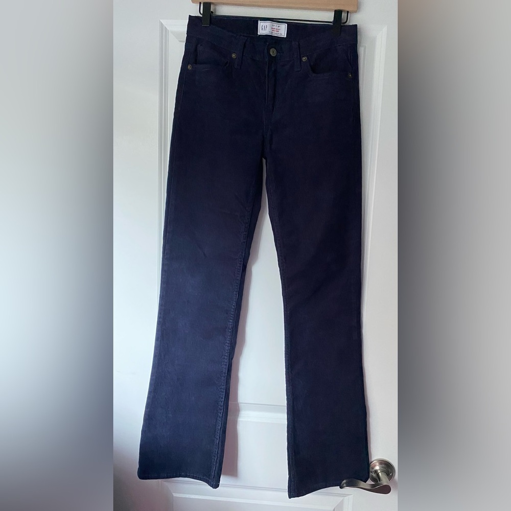 GAP Women's Straight Mini Boot Leg Corduroy - Deep Navy Size 4 - Picture 3 of 9